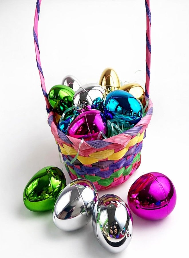 GiftExpress 50 Pcs Metallic Colors Plastic Easter Eggs - Bright Colorful Hinged Eggs for Easter Egg Hunt, Easter Basket Stuffer Party Toys, Surprising Egg, Classroom Prize - Plastic Egg Bulk 2.3" - Image 4
